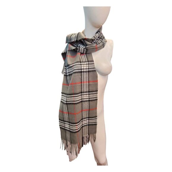 No Brand Accessories - Cashnere Feel Gray Plaid Scarf